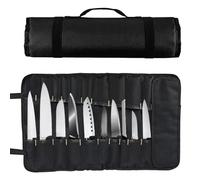 DOOCECIY Knife Roll for Chefs, Multi-Function Chef Knife Bag, Waterproof Portable 10 Slots Knife Case