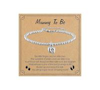 DOOCECIY Mum to Be Gifts, Silver Little Foot Charm Bracelet with Mummy to Be Greeting Card
