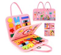 DOOCECIY Pink Busy Book for 1+ 2+ Year Old, Preschool Educational Learning Baby Busy Board for Toddlers