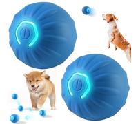 DOOCECIY Self Moving Dog Ball with LED Light, 2 Pcs Automatic Vibrating Cats Dog Ball Rolling Interactive Toy (Blue)