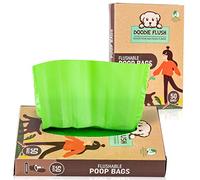 Doodie Flush™ Dog Poop Bag (Box of 50 poop bags for dogs) Flushable 100% Environmentally Friendly Compostable Biodegradable Pet Waste Bags, Extra Thick & Strong, Biodegrades In Seconds with Water