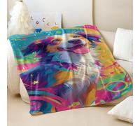 Doodle Abstract Golden Retriever Printed Flannel Blanket, Modern Super Soft Throw Blanket for Sofa & Bed, Perfect for Pet Lovers Home Décor (03,130x150cm)