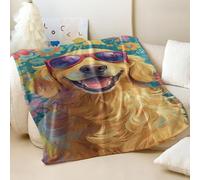 Doodle Abstract Golden Retriever Printed Flannel Blanket, Modern Super Soft Throw Blanket for Sofa & Bed, Perfect for Pet Lovers Home Décor (04,75x100cm)