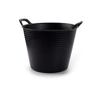 doodle and MOOZE 2x 42 Litre Black Heavy Duty Large Flexi Tub Rubble Container Garden Home Flexible Plastic Storage Bucket (2, Black)