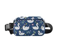 Doodle Animal Swan Crown Fashionable Waist Pack Crossbody Bag for Women Men Teenagers Large Capacity Crossbody Sport Bag with Adjustable Strap for Cycling Hiking Gym