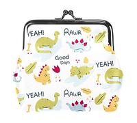 Doodle-Animal-Words-Pattern Coin Purse Vintage Pouch Buckle Clutch Bag Kiss-Lock Change Purse Clasp Closure Wallets for Women Girl