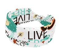 Doodle Animals Words Women's Wide Hairbands, Soft Turban Headband, Non Slip Head Wraps, Elastic Sweat Yoga Workout Headband Cross Knotted Hairwrap Bandana