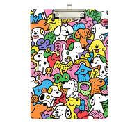 Doodle Art Dog Colorful Veterinary clipboard Acrylic Cute for Teacher Nursing Size 9 x 12 Silver