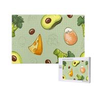 Doodle Broccoli Cheese Avocado,1000 Pieces Wooden Jigsaw Family Game Jigsaw Puzzles for Adults Teens Home Decor