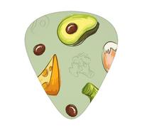 Doodle Broccoli Cheese Avocado,12 Pcs Guitar Pick,3 Different Thickness Plectrums for Acoustic Guitar Bass Ukulele (0.46mm 0.96mm 0.71mm)