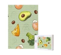 Doodle Broccoli Cheese Avocado,300 Pieces Wooden Jigsaw Family Game Jigsaw Puzzles for Adults Teens
