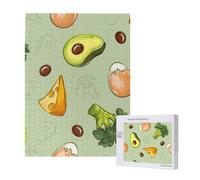 Doodle Broccoli Cheese Avocado,500 Pieces Wooden Jigsaw Family Game Jigsaw Puzzles for Adults Teens