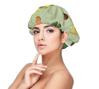 Doodle Broccoli Cheese Avocado,Adult's Satin Sleeping Cap - Women's Elastic Sleep Bonnet, Adjustable Overnight Hair Cover
