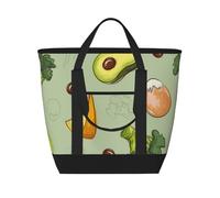 Doodle Broccoli Cheese Avocado,Lunch Bags Large Capacity Insulated Tote Bag For Women Men Work Picnic Travel