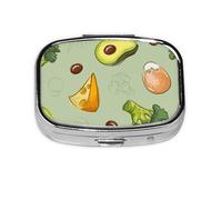Doodle Broccoli Cheese Avocado,Meta Pill Box 2 Compartment Medicine Case,Portable Organizer,Rectangle Meta Portable Organizer Pill Box 1078 Compartment Medicine Case