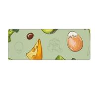 Doodle Broccoli Cheese Avocado,Mouse Pad Large Desk Pad Computer Keyboard Mouse Mat With Non Slip Rubber Base 30 x 80 cm