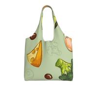 Doodle Broccoli Cheese Avocado,Reusable Tote Bags Grocery Bags Large Capacity Canvas Shopping Shoulder bag