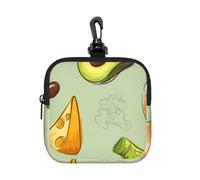 Doodle Broccoli Cheese Avocado, Square Zipper Storage Bag, Neoprene Coin Purse, Small Wallets, Change Pouch, Change Purse