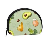 Doodle Broccoli Cheese AvocadoSmall Makeup Sanitary Napkin Storage Bag,Women's Cosmetic Coin Purse