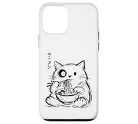 Doodle Cat Eating Ramen Minimalist Hand Drawn Case for iPhone 12 mini