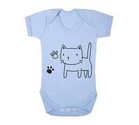 Doodle Cat Eight (Scribble Sketch Style) Baby Grow Vest, 0-3 Months, Pastel Blue