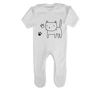 Doodle Cat Eight (Scribble Sketch Style) Baby Romper Jumpsuit with feet, 0-3 Months, White