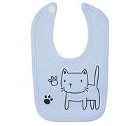 Doodle Cat Eight (Scribble Sketch Style) Cotton Baby bib - Pastel Blue