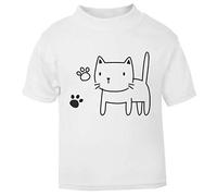 Doodle Cat Eight (Scribble Sketch Style) Short Sleeve Cotton Toddler t Shirt, 1-2 Years, White