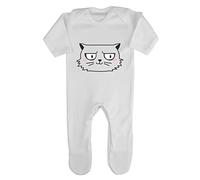 Doodle Cat Five (Scribble Sketch Style) Baby Romper Jumpsuit with feet, 3-6 Months, White