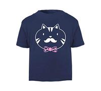Doodle Cat Four (Scribble Sketch Style) Short Sleeve Cotton Kids t Shirt, 2-3 Years, Navy