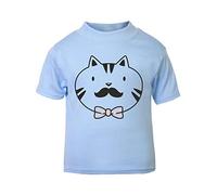 Doodle Cat Four (Scribble Sketch Style) Short Sleeve Cotton Kids t Shirt, 2-3 Years, Pastel Blue