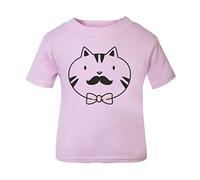 Doodle Cat Four (Scribble Sketch Style) Short Sleeve Cotton Toddler t Shirt, 1-2 Years, Pastel Pink