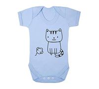 Doodle Cat Nine (Scribble Sketch Style) Baby Grow Vest, 0-3 Months, Pastel Blue
