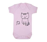 Doodle Cat Nine (Scribble Sketch Style) Baby Grow Vest, 6-12 Months, Pastel Pink