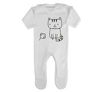 Doodle Cat Nine (Scribble Sketch Style) Baby Romper Jumpsuit with feet, 6-12 Months, White