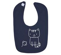 Doodle Cat Nine (Scribble Sketch Style) Cotton Baby bib - Navy