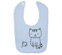 Doodle Cat Nine (Scribble Sketch Style) Cotton Baby bib - Pastel Blue
