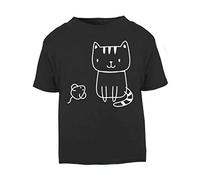 Doodle Cat Nine (Scribble Sketch Style) Short Sleeve Cotton Toddler t Shirt, 1-2 Years, Black