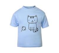 Doodle Cat Nine (Scribble Sketch Style) Short Sleeve Cotton Toddler t Shirt, 3-4 Years, Pastel Blue