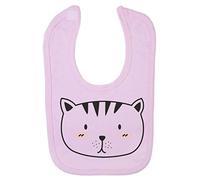Doodle Cat One (Scribble Sketch Style) Cotton Baby bib - Pastel Pink