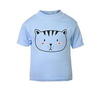 Doodle Cat One (Scribble Sketch Style) Short Sleeve Cotton Toddler t Shirt, 3-4 Years, Pastel Blue
