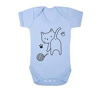 Doodle Cat Seven (Scribble Sketch Style) Baby Grow Vest, 6-12 Months, Pastel Blue