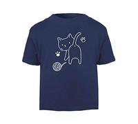 Doodle Cat Seven (Scribble Sketch Style) Short Sleeve Cotton Toddler t Shirt, 3-4 Years, Navy