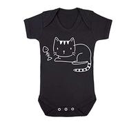 Doodle Cat Six (Scribble Sketch Style) Baby Grow Vest, 0-3 Months, Black