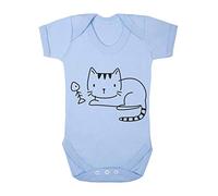 Doodle Cat Six (Scribble Sketch Style) Baby Grow Vest, 6-12 Months, Pastel Blue