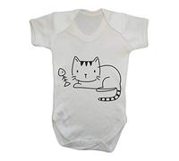 Doodle Cat Six (Scribble Sketch Style) Baby Grow Vest, 6-12 Months, White