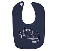 Doodle Cat Six (Scribble Sketch Style) Cotton Baby bib - Navy
