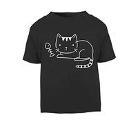 Doodle Cat Six (Scribble Sketch Style) Short Sleeve Cotton Toddler t Shirt, 3-4 Years, Black