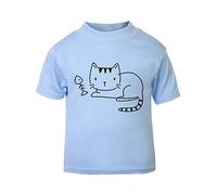 Doodle Cat Six (Scribble Sketch Style) Short Sleeve Cotton Toddler t Shirt, 3-4 Years, Pastel Blue