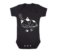 Doodle Cat Ten (Scribble Sketch Style) Baby Grow Vest, 3-6 Months, Black
